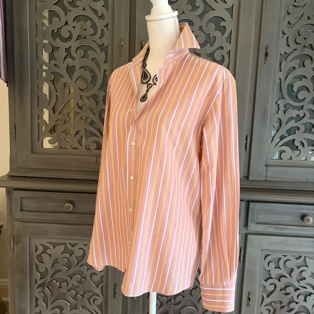 Etro Pink Striped Button Up Shirt 38